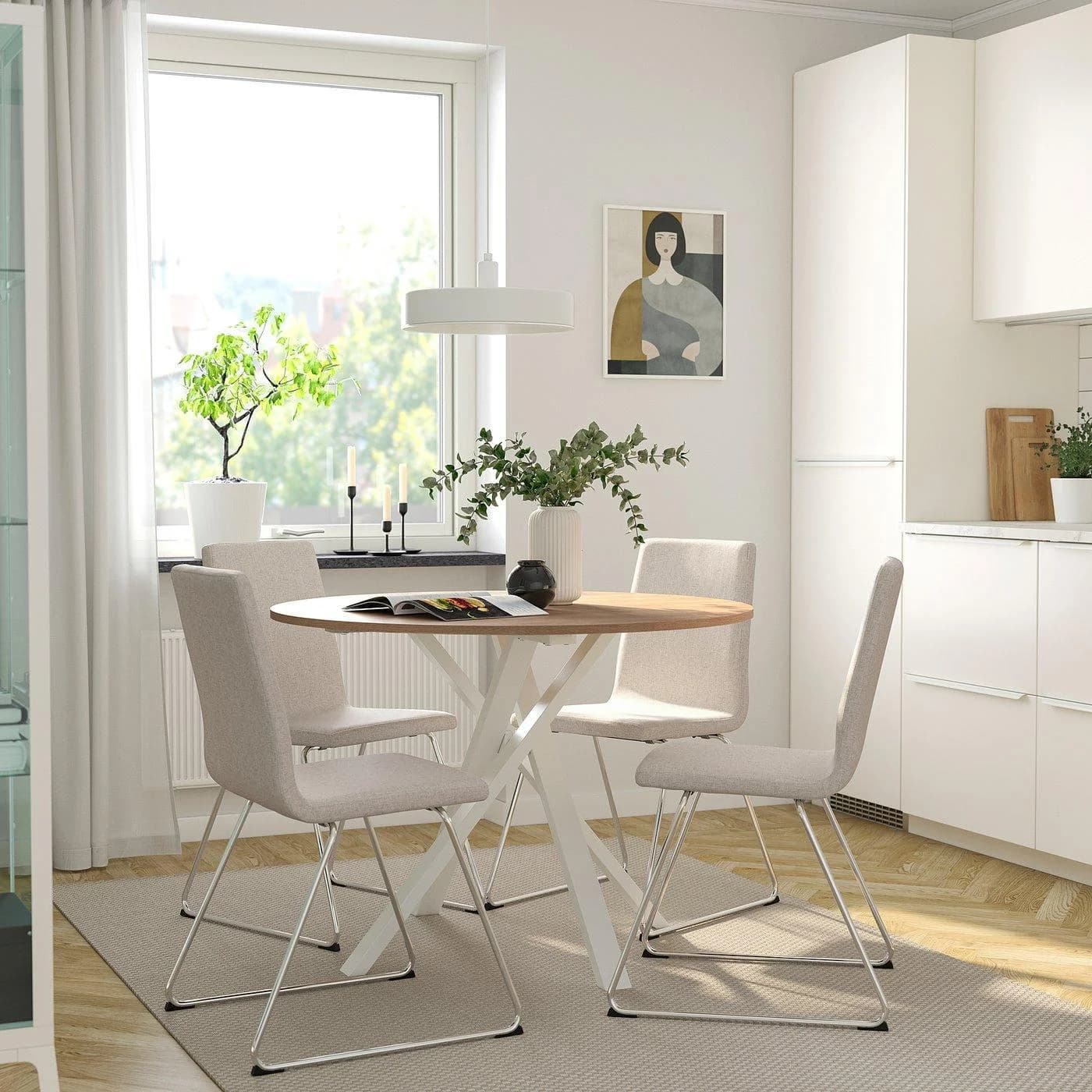 IKEA MARIEDAMM / LILLÅNÄS Esstisch und 4 Stühle Beige Eiche