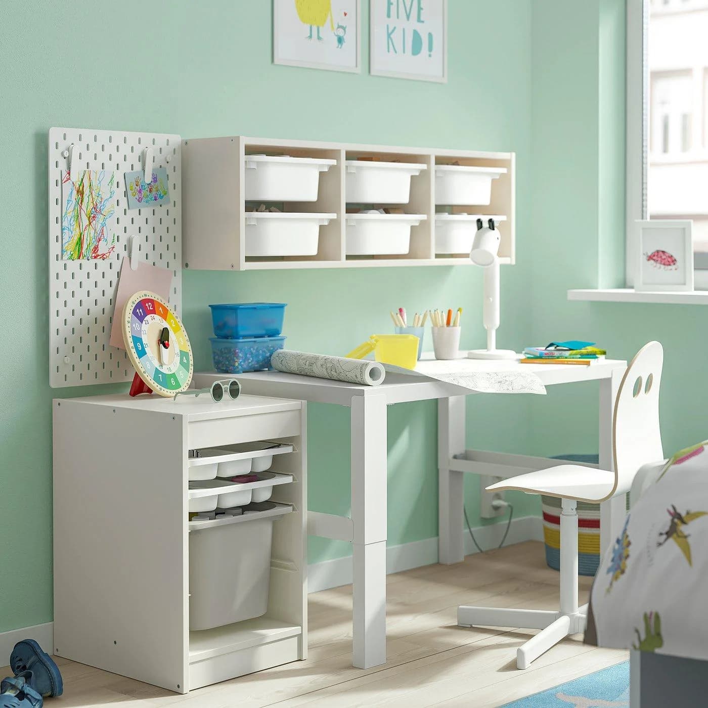 IKEA TROFAST Aufbewahrungskombi mit Boxen und Ablagen Weiß/Grau