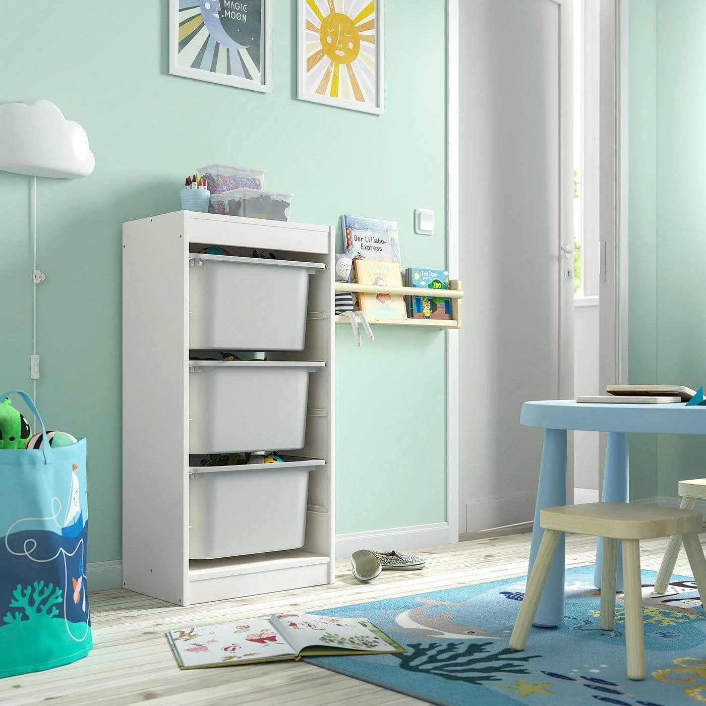 IKEA TROFAST Aufbewahrung mit Boxen Weiß Grau