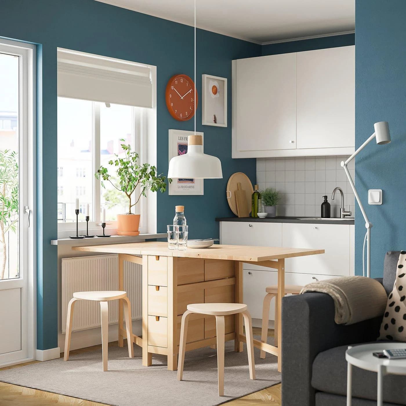 IKEA NORDEN / KYRRE Esstisch mit 4 Hockern Birke