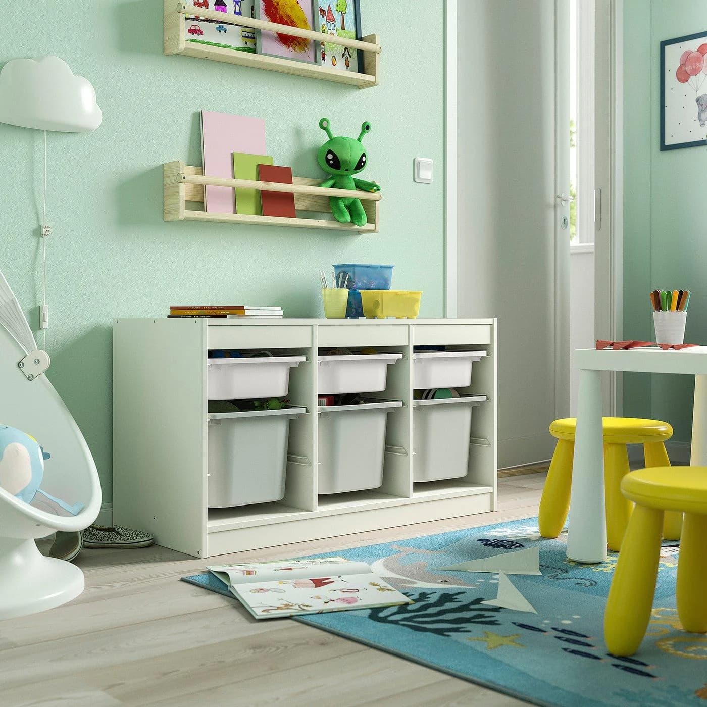 IKEA TROFAST Aufbewahrung mit Boxen Weiß Grau