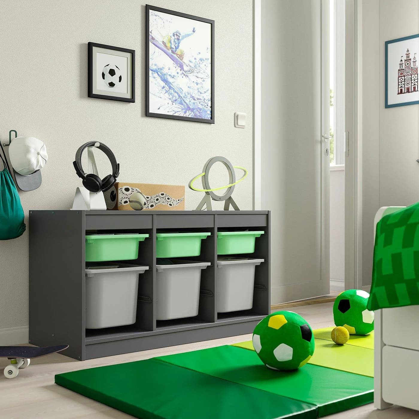IKEA TROFAST Aufbewahrung mit Boxen Hellgrün Grau