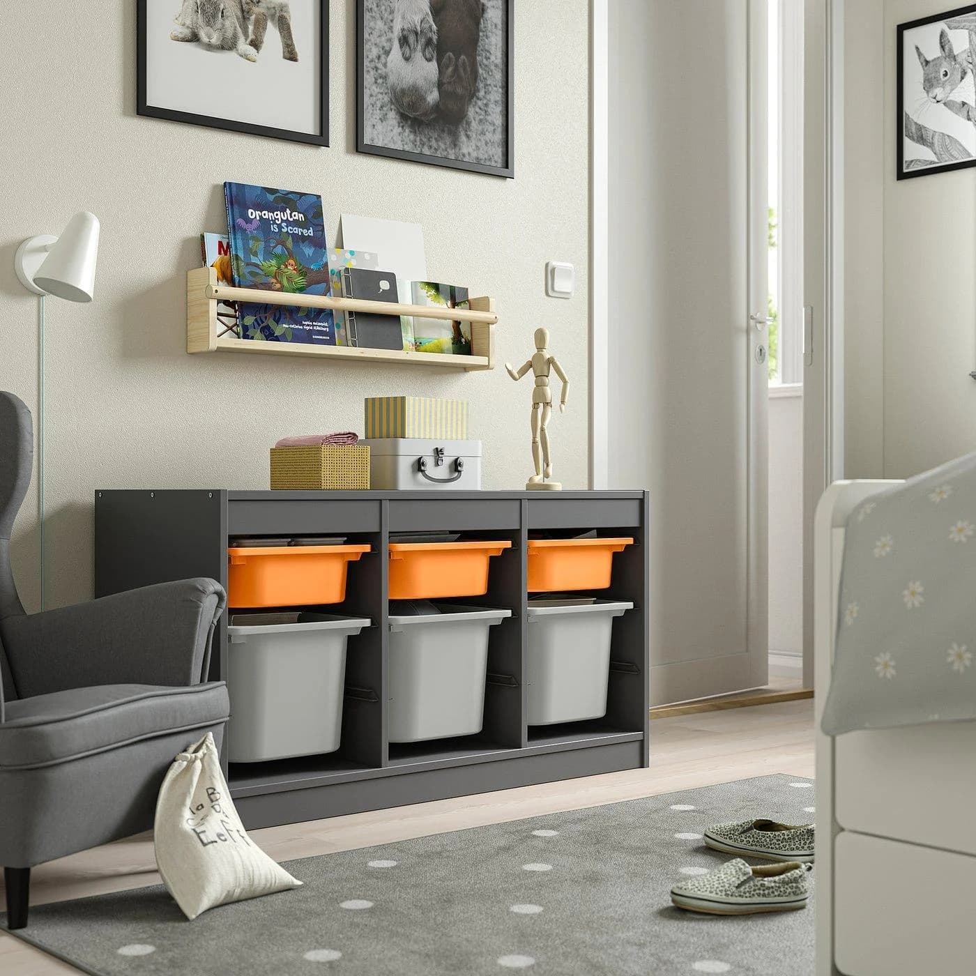 IKEA TROFAST Aufbewahrungsregal mit Boxen Orange Grau