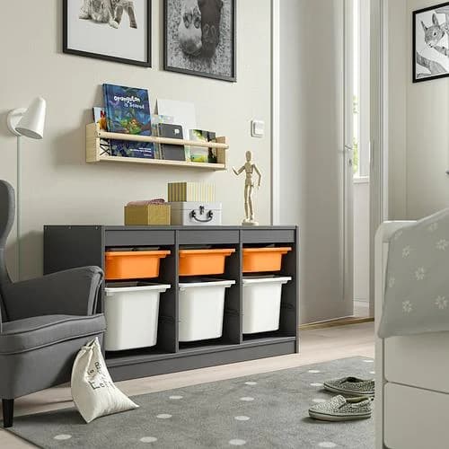 IKEA TROFAST Aufbewahrung mit Boxen Orange Grau Weiß