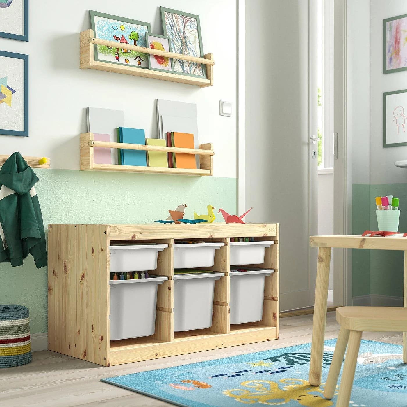 IKEA TROFAST Aufbewahrung mit Boxen Weiß Grau