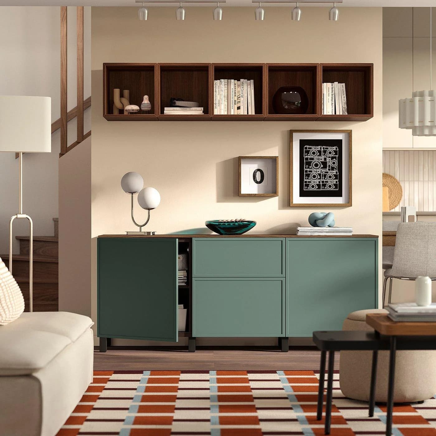 IKEA BESTÅ Sideboard mit Schubladen Dunkelgrün/Dunkelbraun