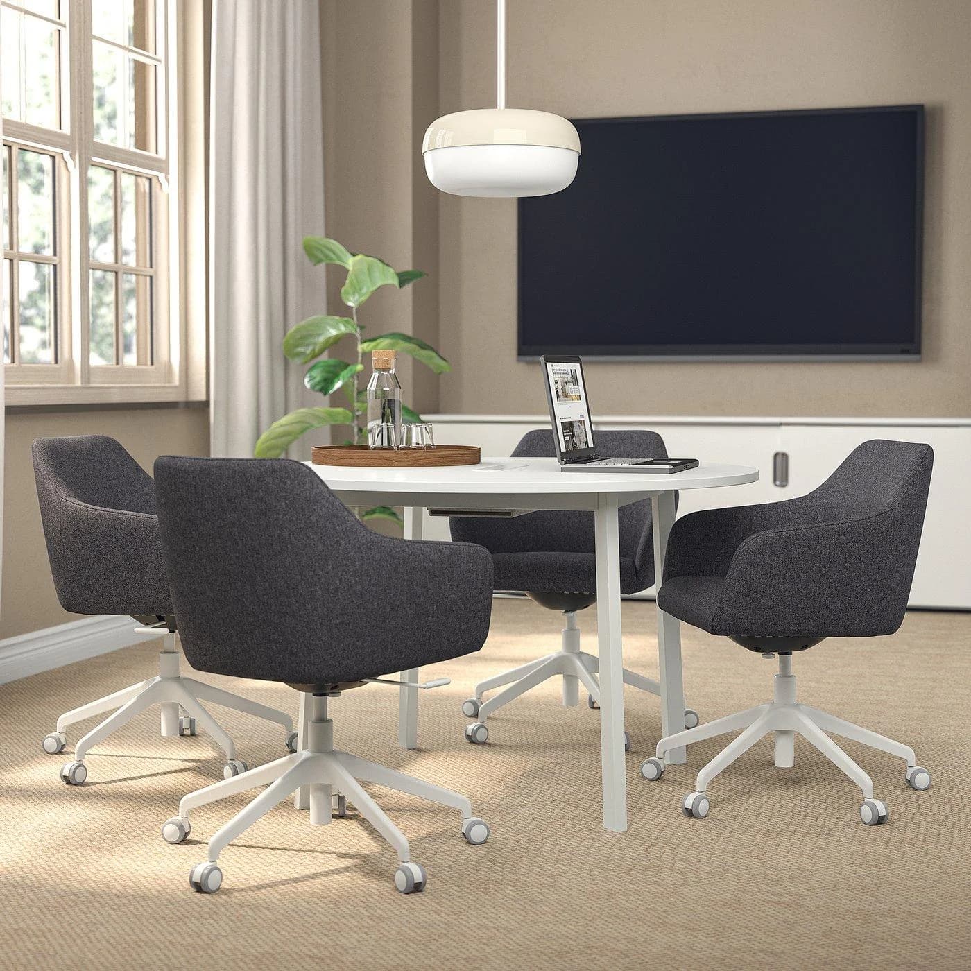 IKEA MITTZON Konferenztisch Rund Weiß