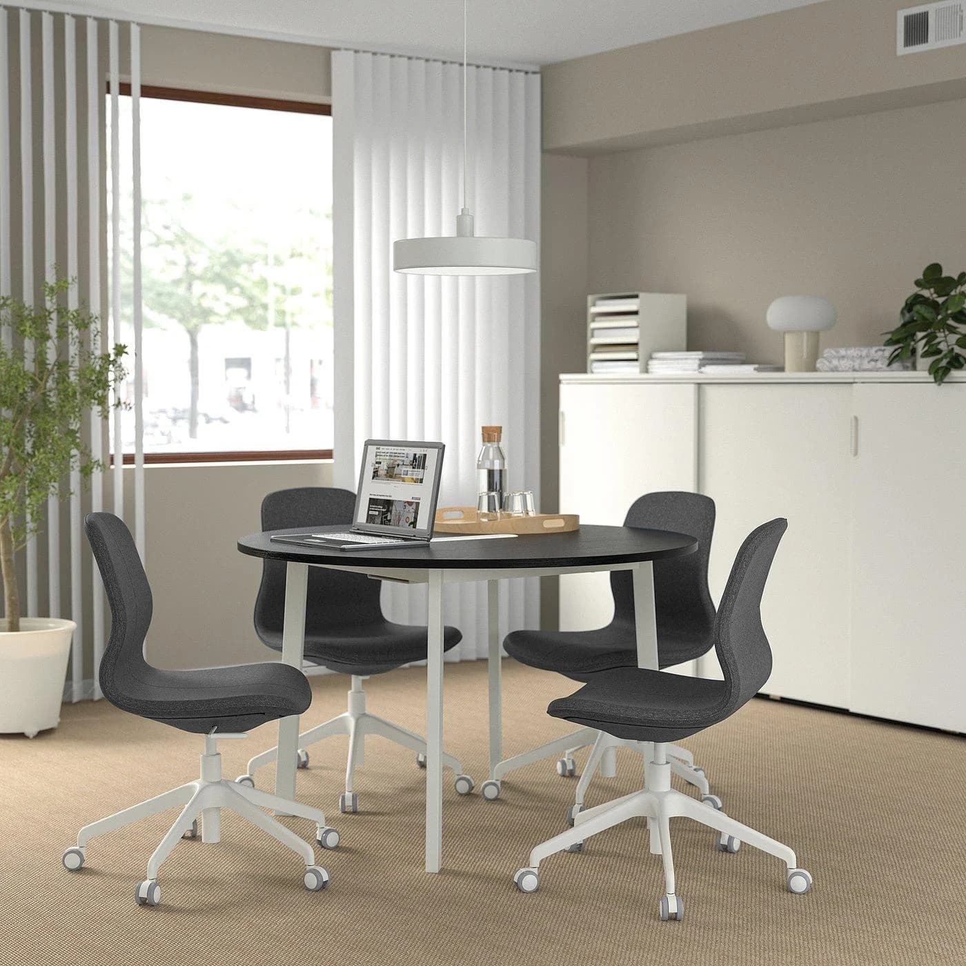 IKEA MITTZON Konferenztisch Rund Schwarz/Weiß