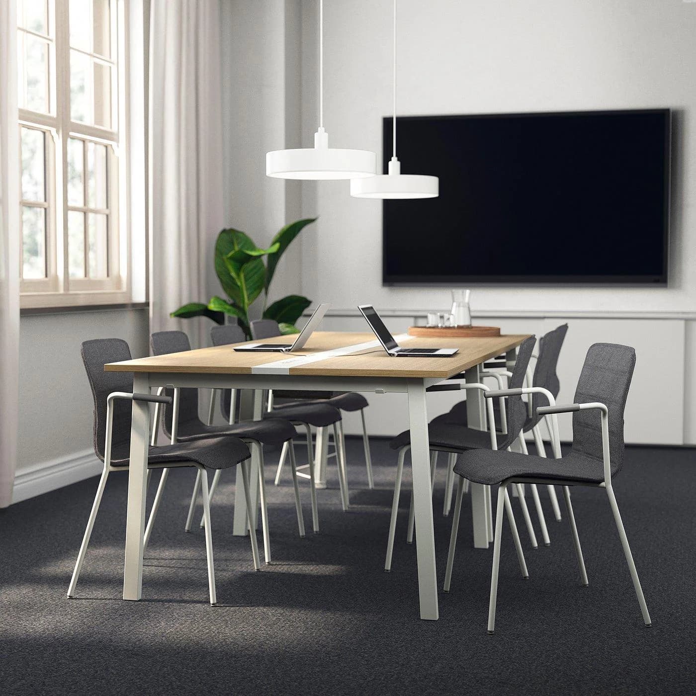 IKEA MITTZON Konferenztisch Weiß Eichenfurnier