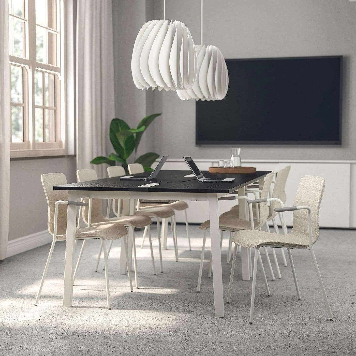 IKEA MITTZON Konferenztisch Schwarz gebeiztes Eschenfurnier