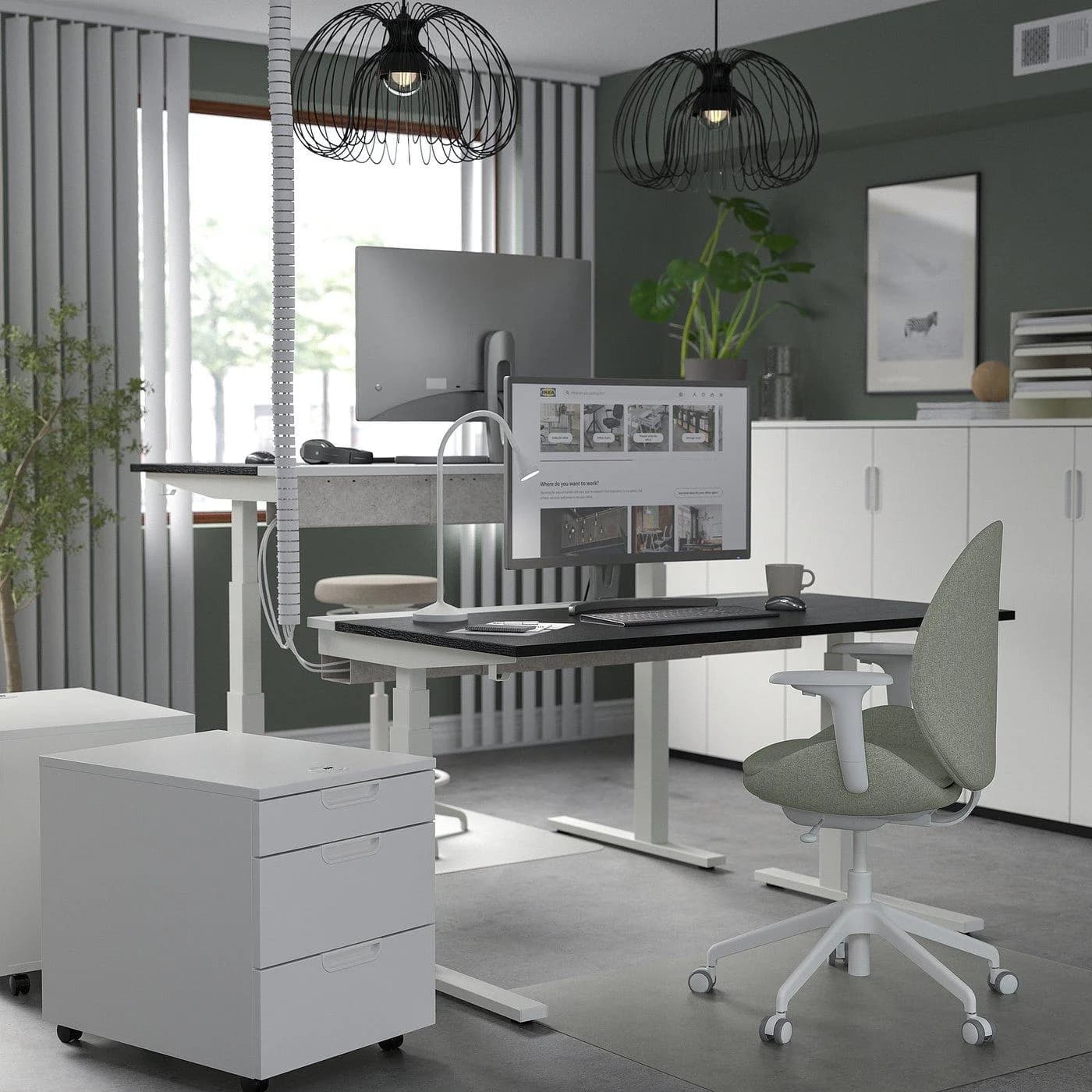 IKEA MITTZON Schreibtisch sitz/steh Schwarz/Weiß