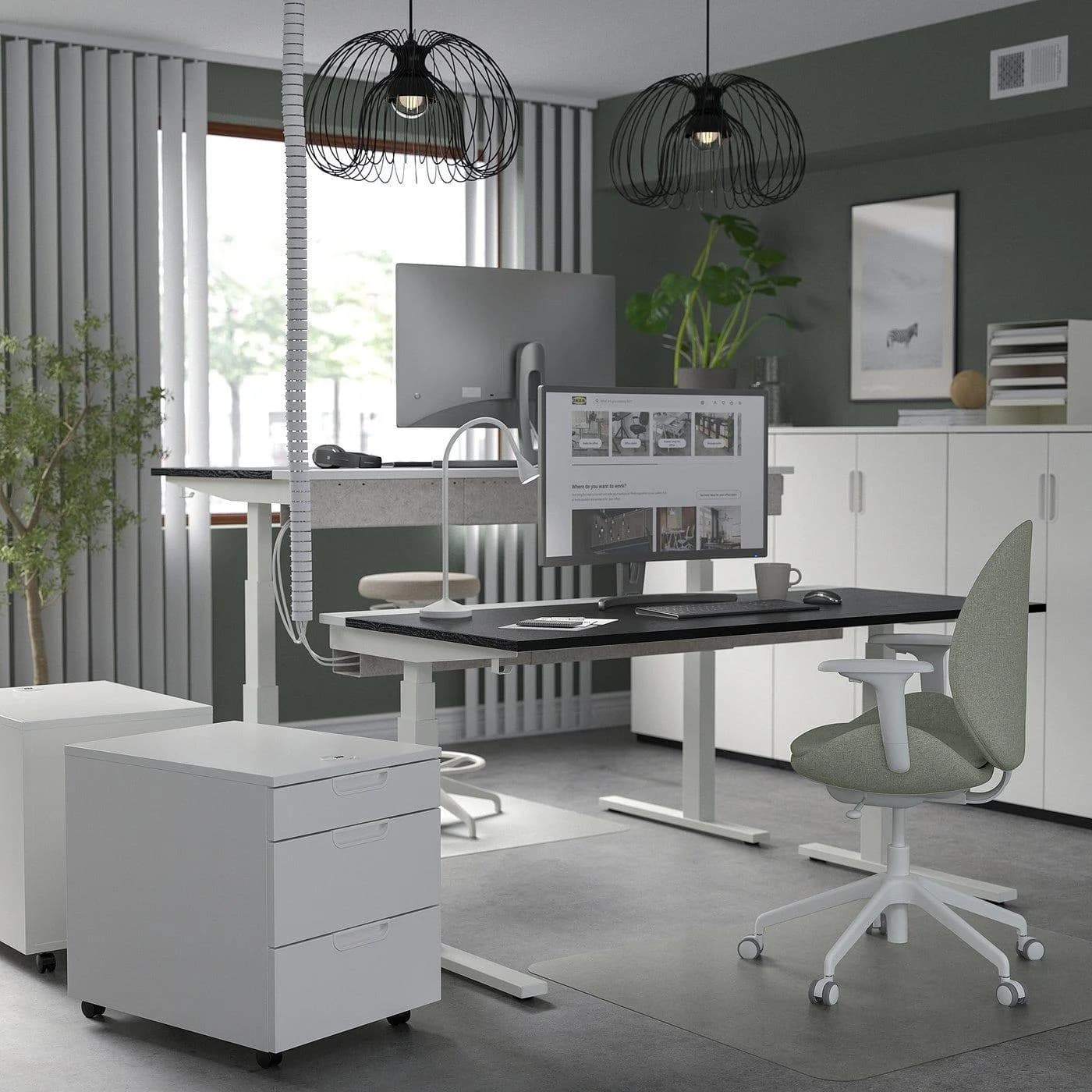 IKEA MITTZON Schreibtisch sitz/steh Schwarz/Weiß