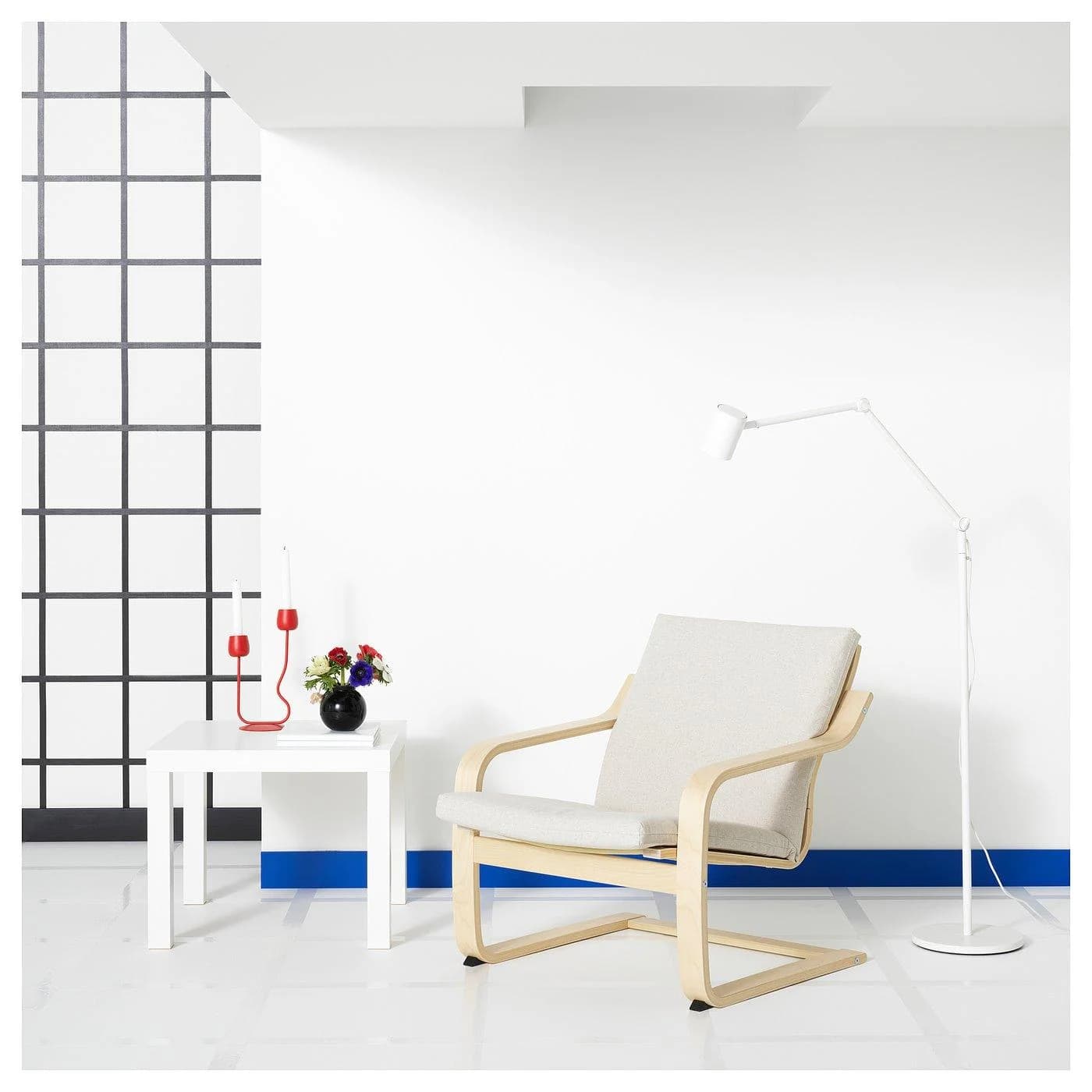 IKEA POÄNG Sessel mit niedriger Lehne Beige Wippfunktion