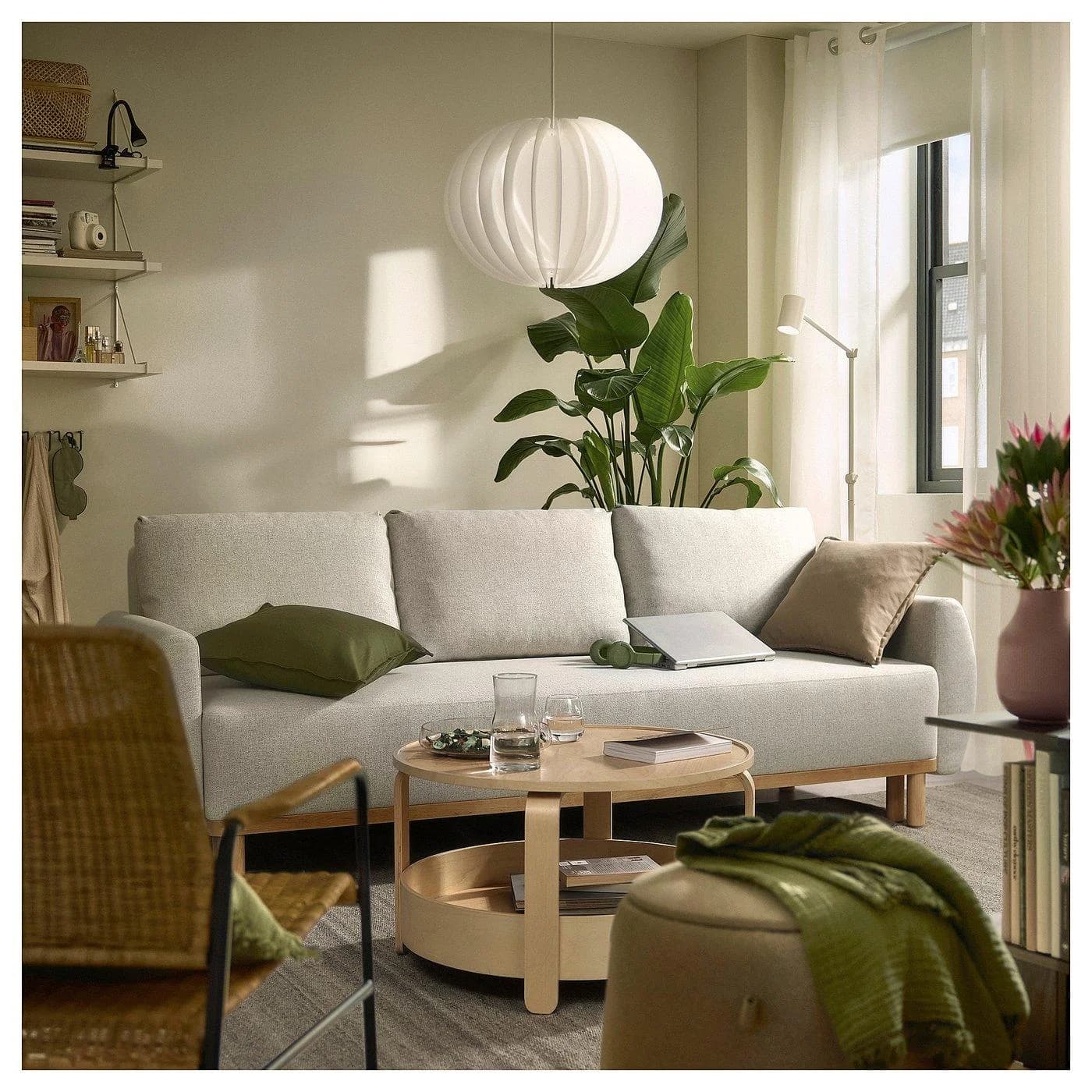 IKEA GRUNNARP 3er-Bettsofa Beige Gunnared mit Aufbewahrung