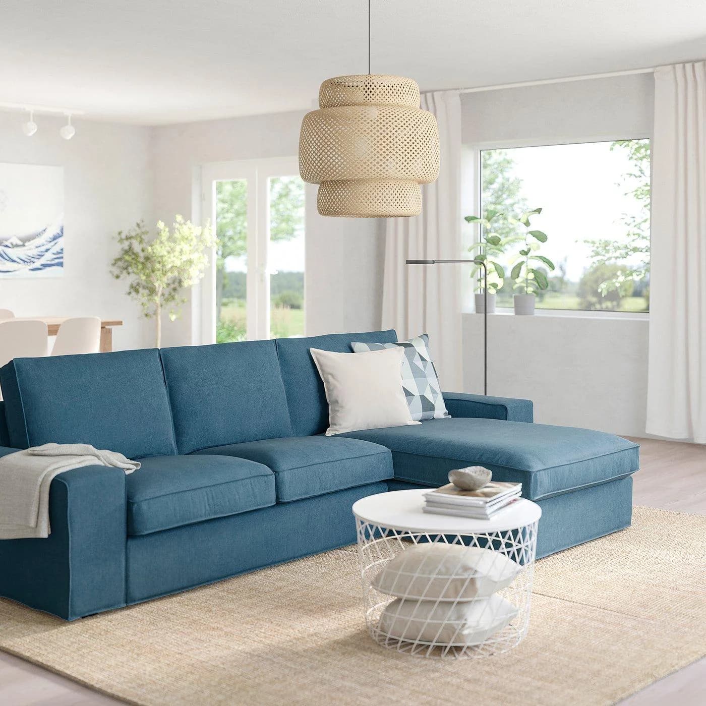 IKEA KIVIK 3er-Sofa mit Récamiere Blau