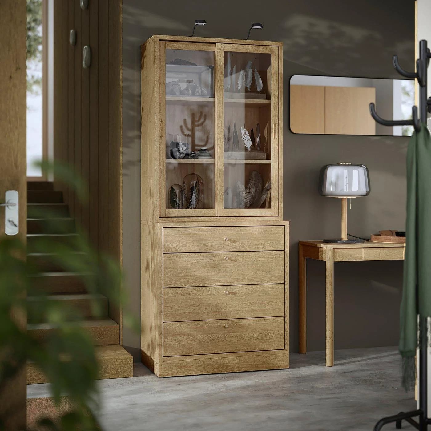 IKEA TONSTAD Aufbewahrung mit Schubladen Eichenfurnier Glas