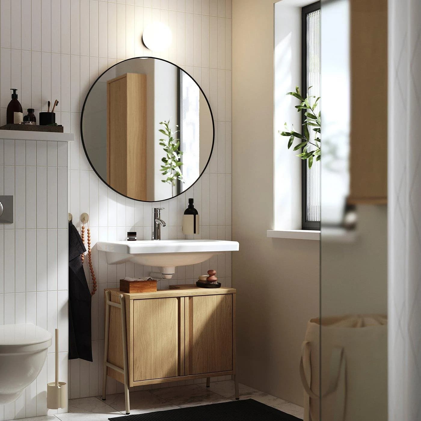 IKEA BYASJÖN Waschbeckenunterschrank mit Türen Eichenachbildung