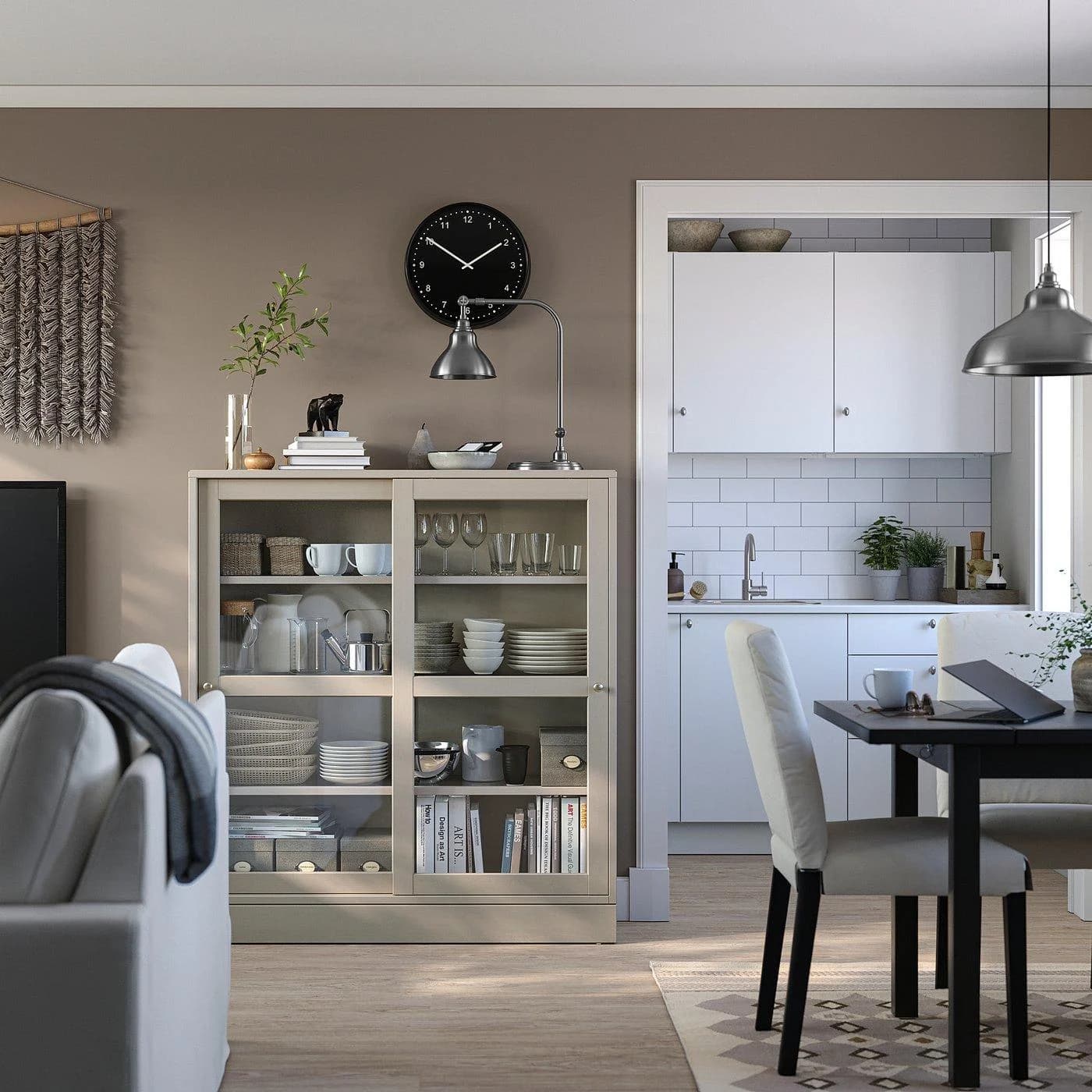 IKEA HAVSTA Vitrine mit Sockel Beige Klarglas