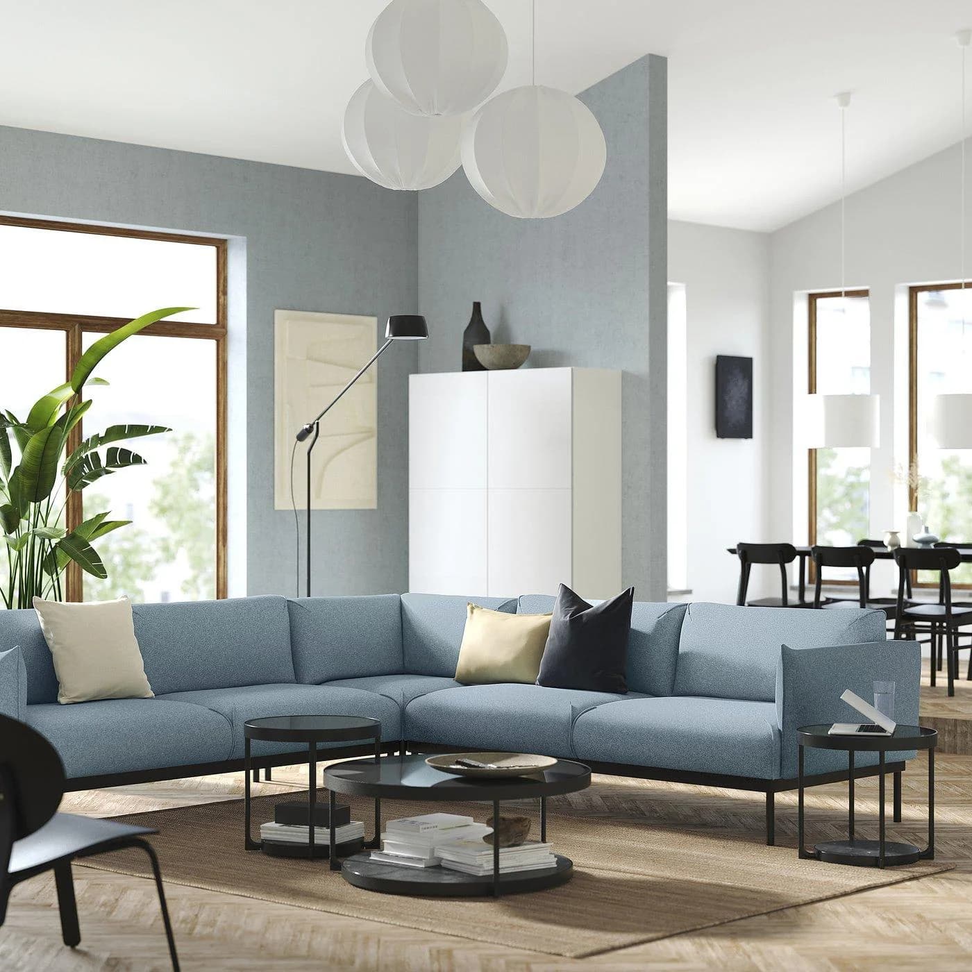 IKEA ÄPPLARYD Ecksofa 4-sitzig Hellblau