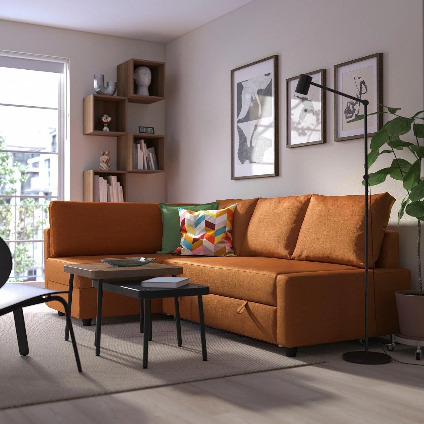 IKEA FRIHETEN / KLAGSHAN Eckbettsofa mit Bettkasten Braunorange