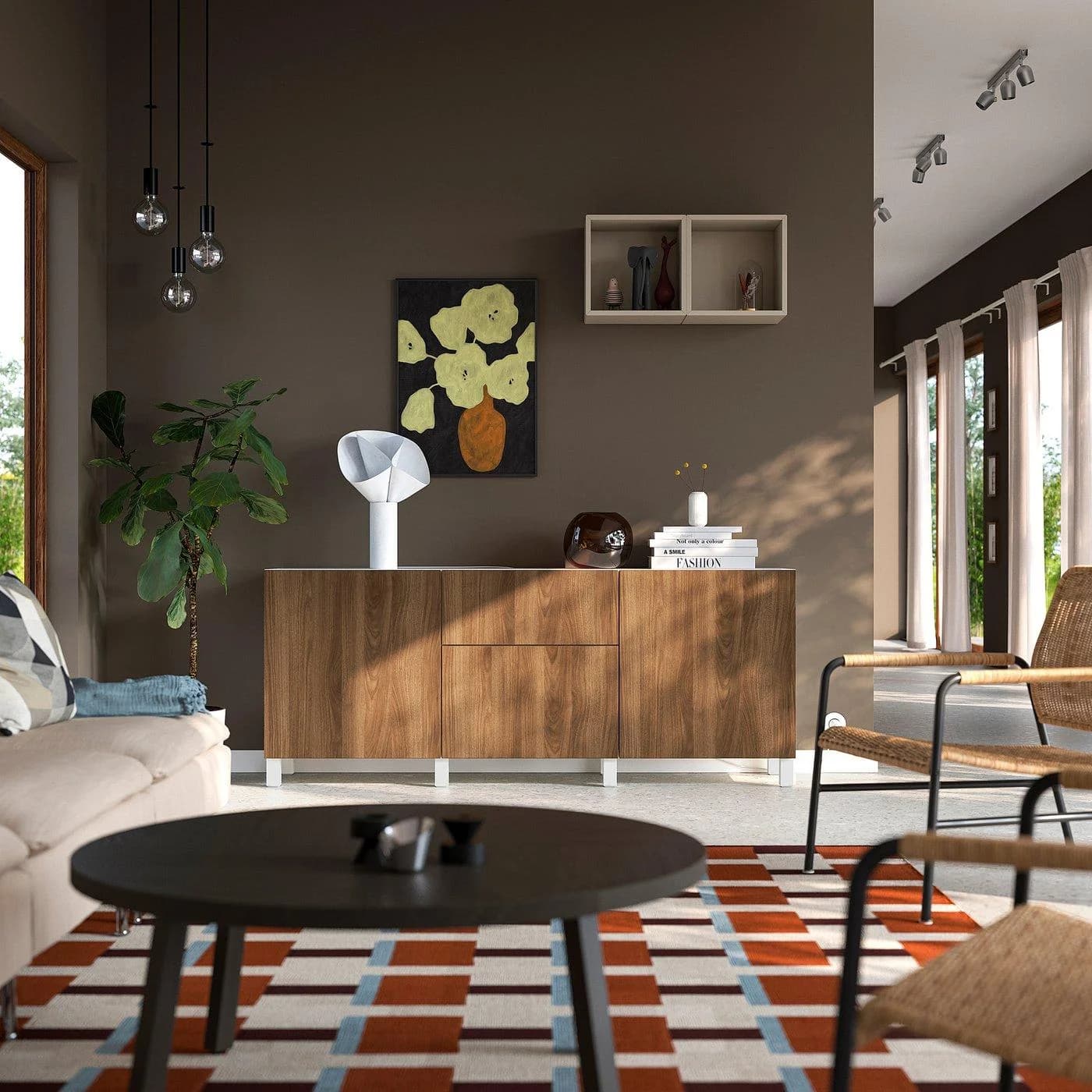 IKEA BESTÅ Sideboard mit Schubladen Braun/Weiß