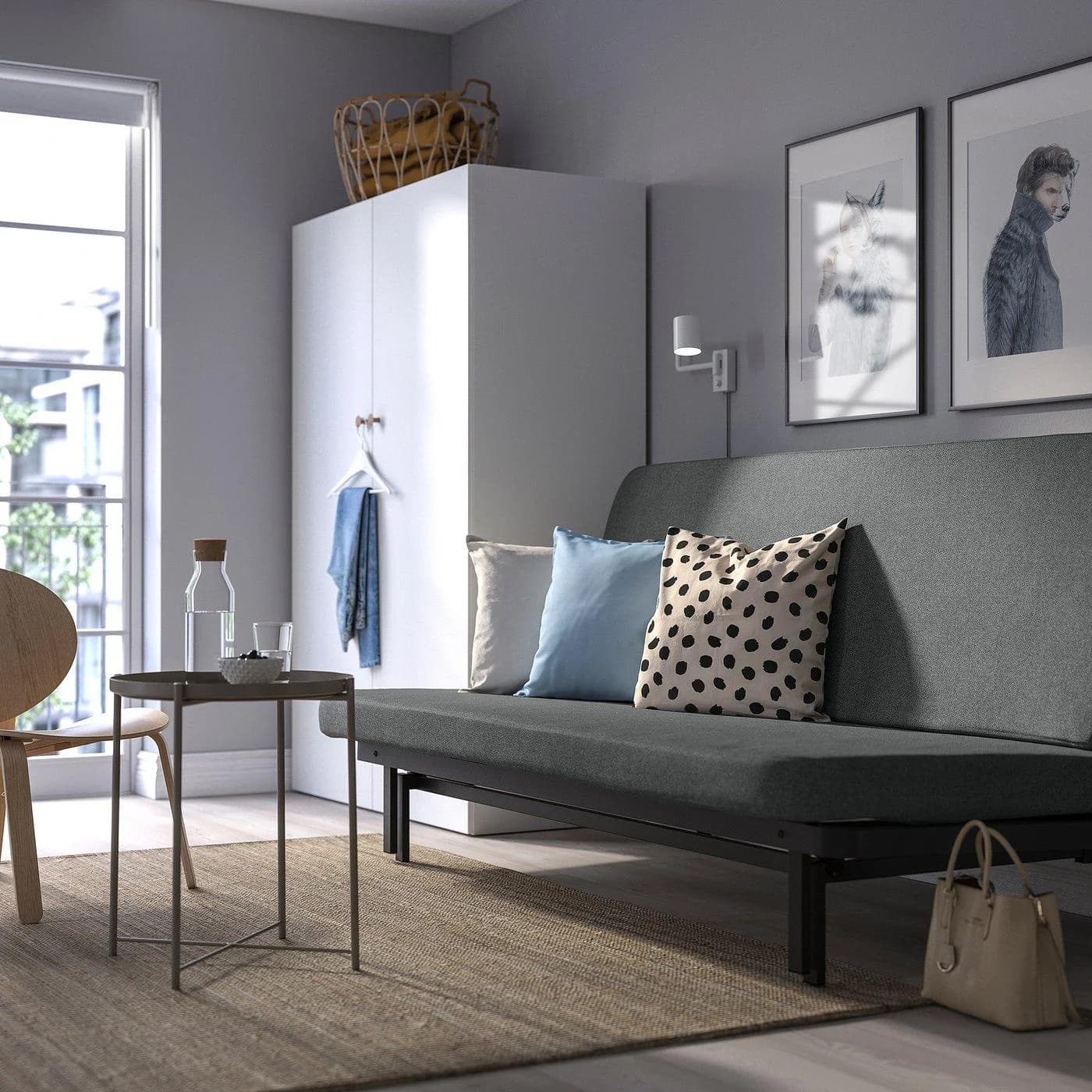 IKEA NYHAMN 3er-Bettsofa mit Klickmechanismus Grau/Schwarz