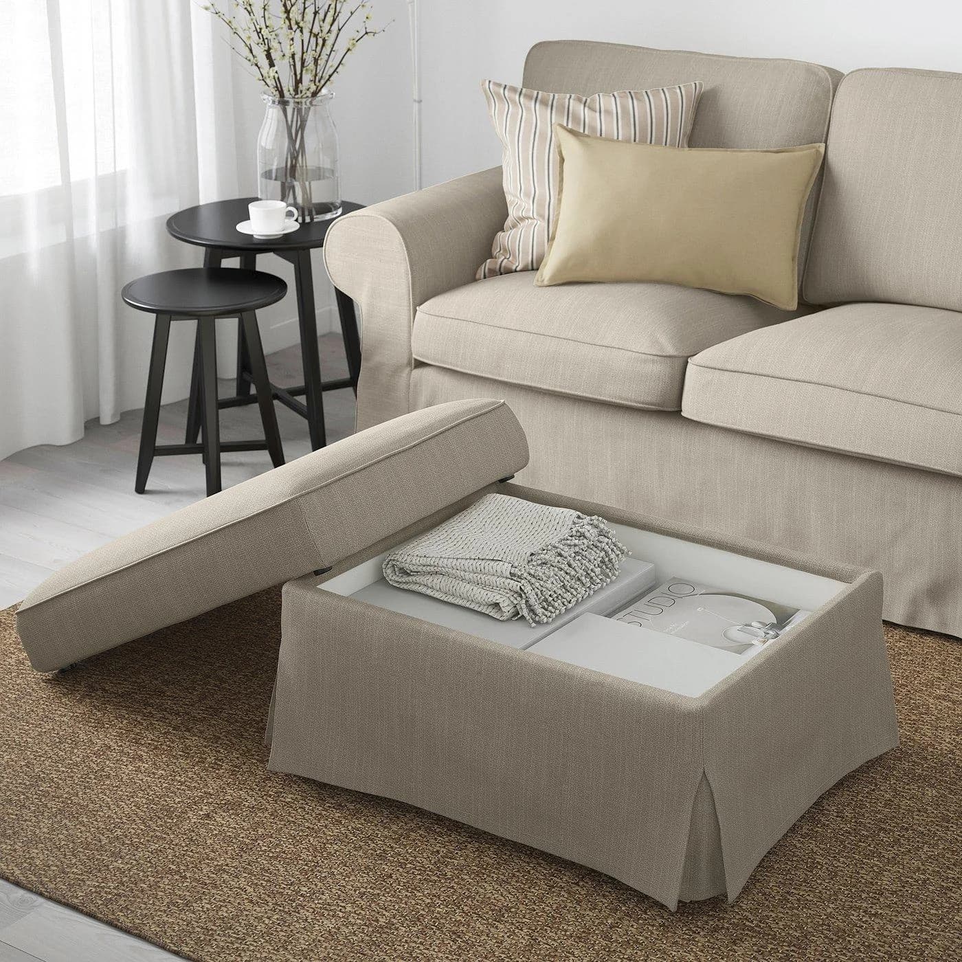 IKEA EKTORP Hocker mit Aufbewahrung Beige