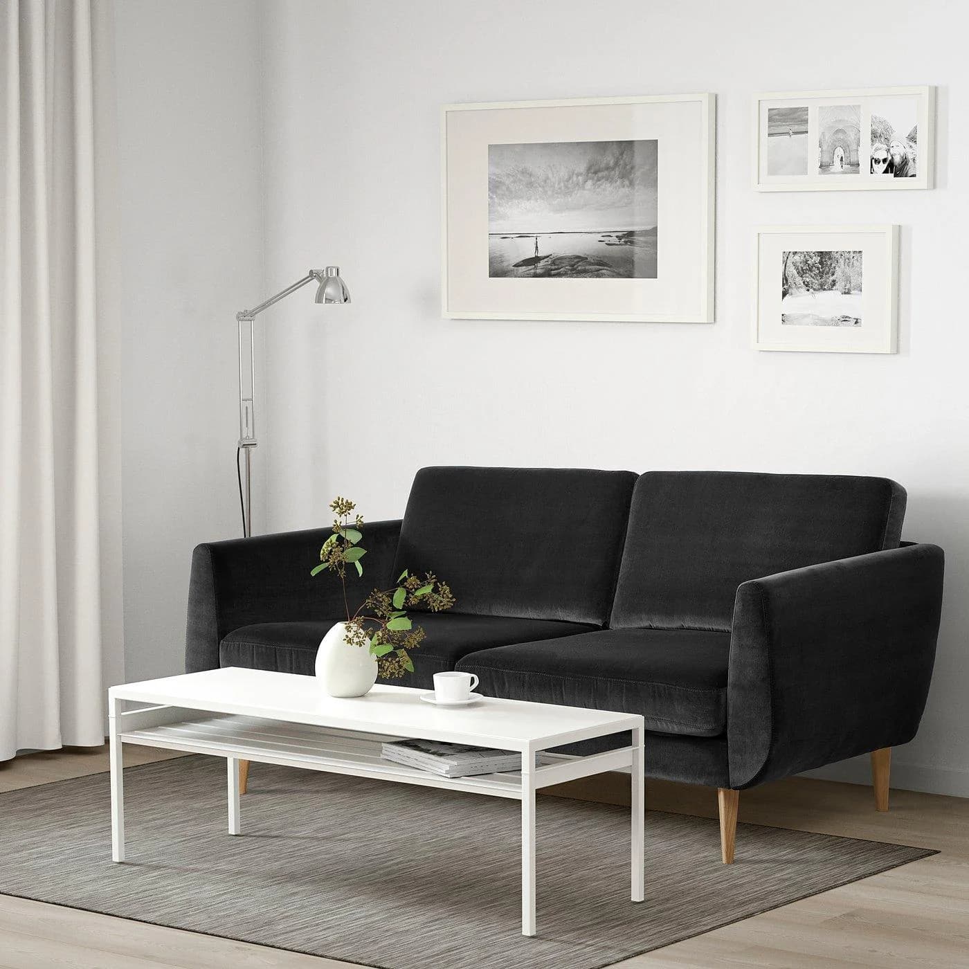 IKEA SMEDSTORP 3er-Sofa Dunkelgrau Braun Retrostil