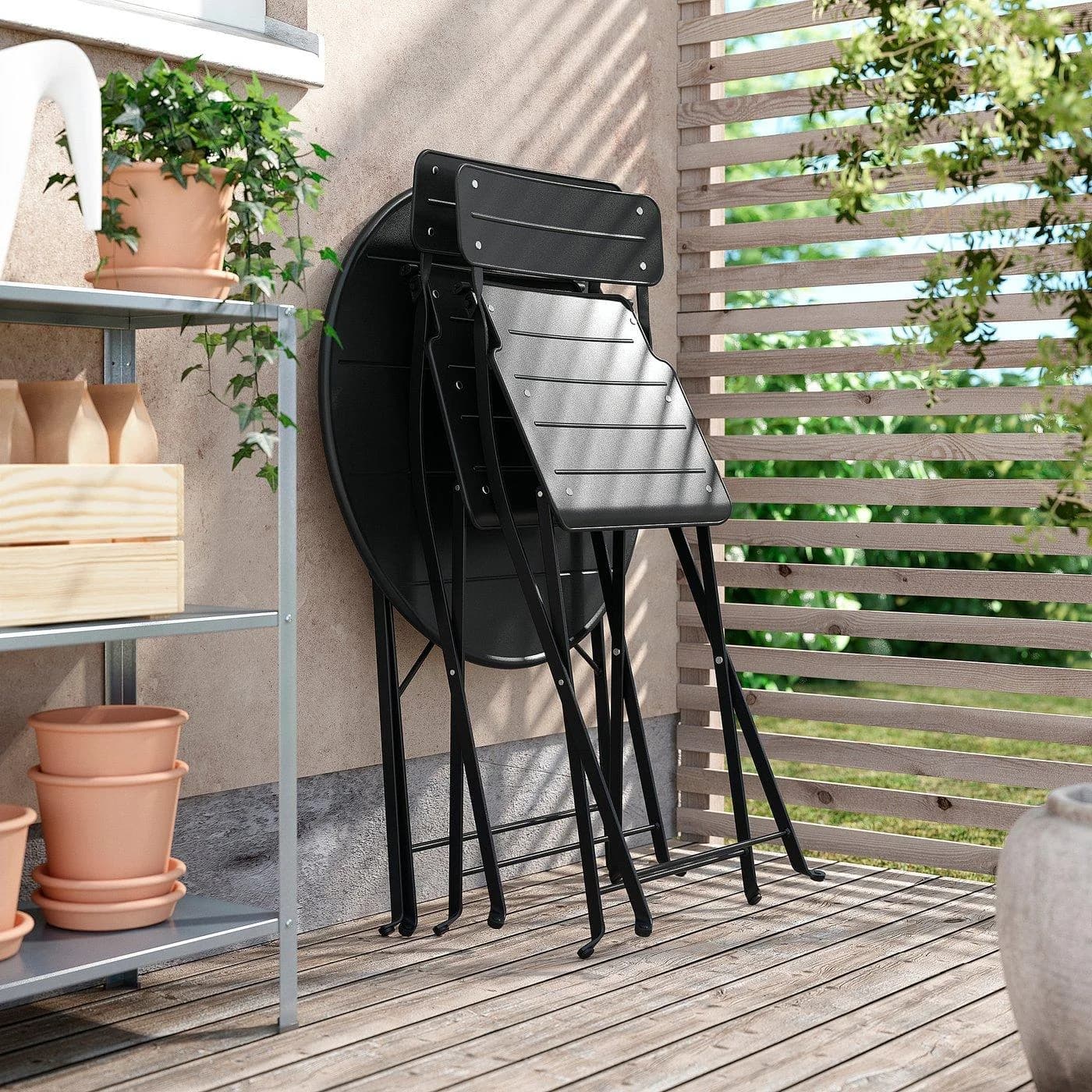 IKEA SUNDSÖ Tisch und 2 Klappstühle Anthrazit