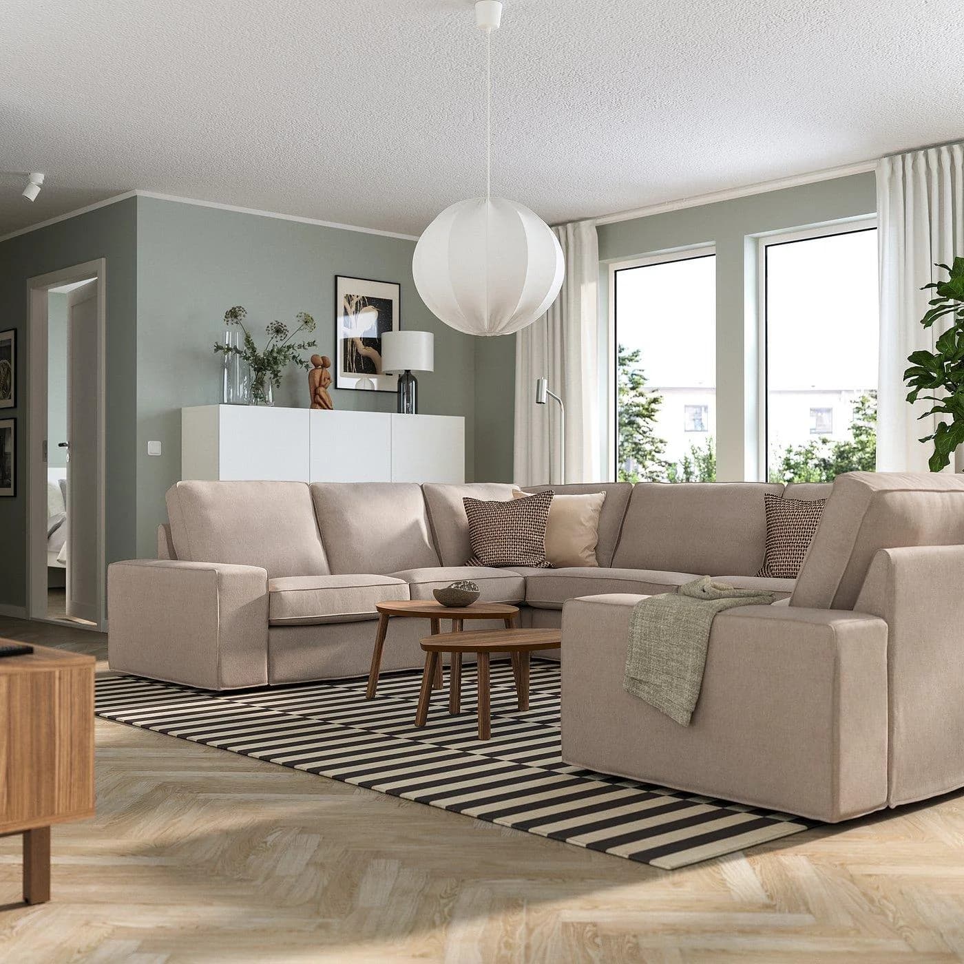 IKEA KIVIK Sofa U-Form 7-Sitzer Beige Chenille
