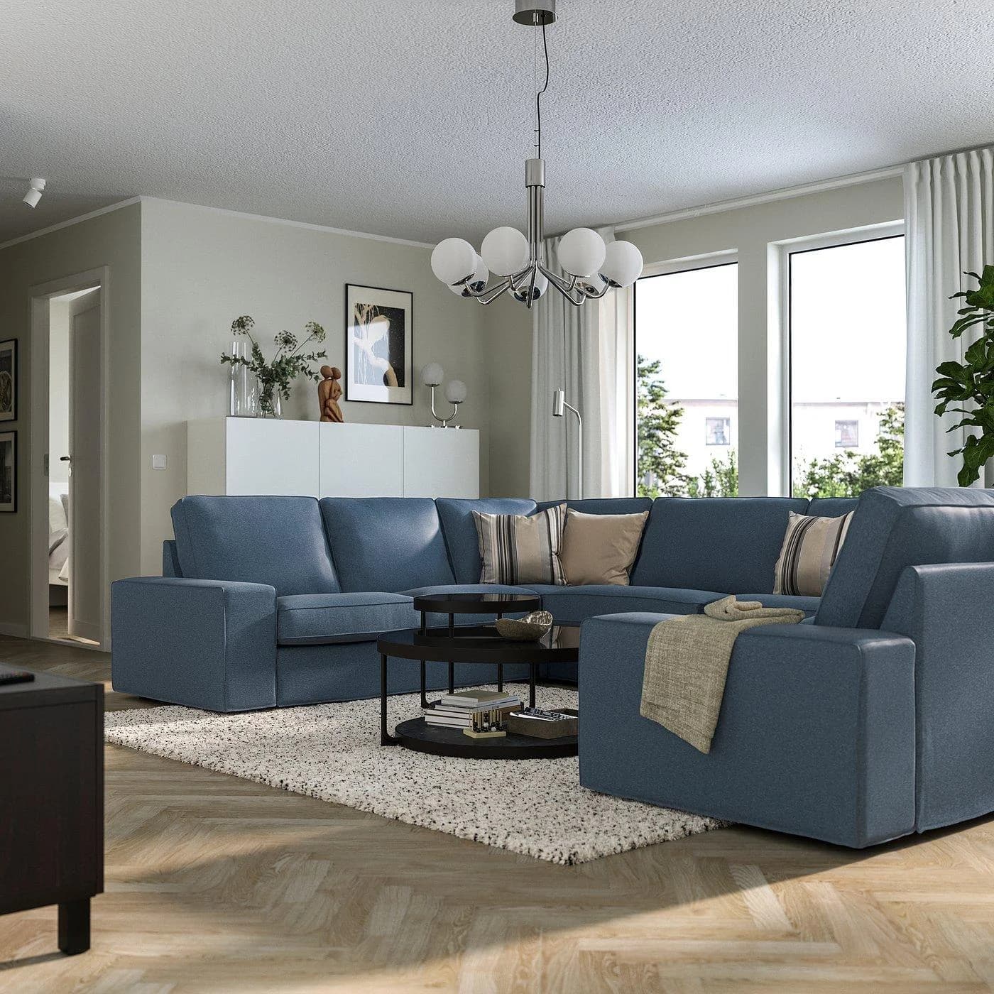 IKEA KIVIK Sofa U-Form 7-Sitzer Blau Gunnared