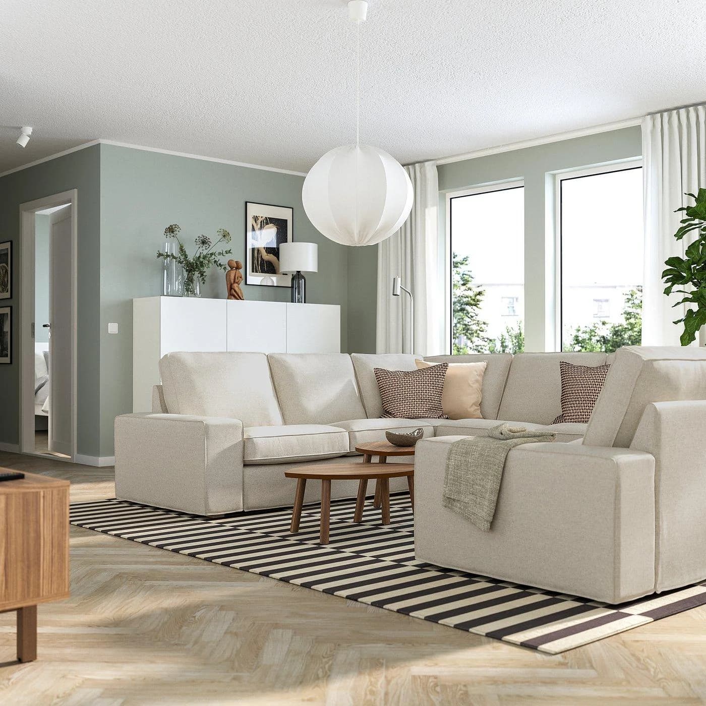IKEA KIVIK Sofa U-Form 6-sitzig Beige Polyestergewebe