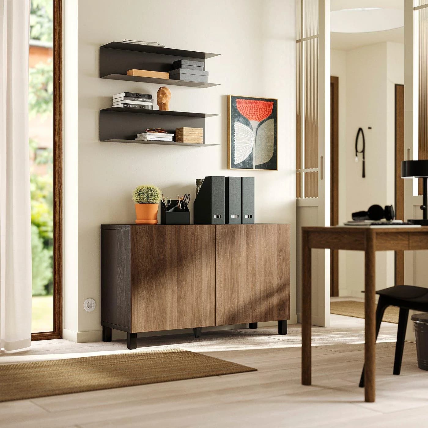 IKEA BESTÅ Aufbewahrung mit Türen Sideboard Dunkelbraun Nussbaumoptik
