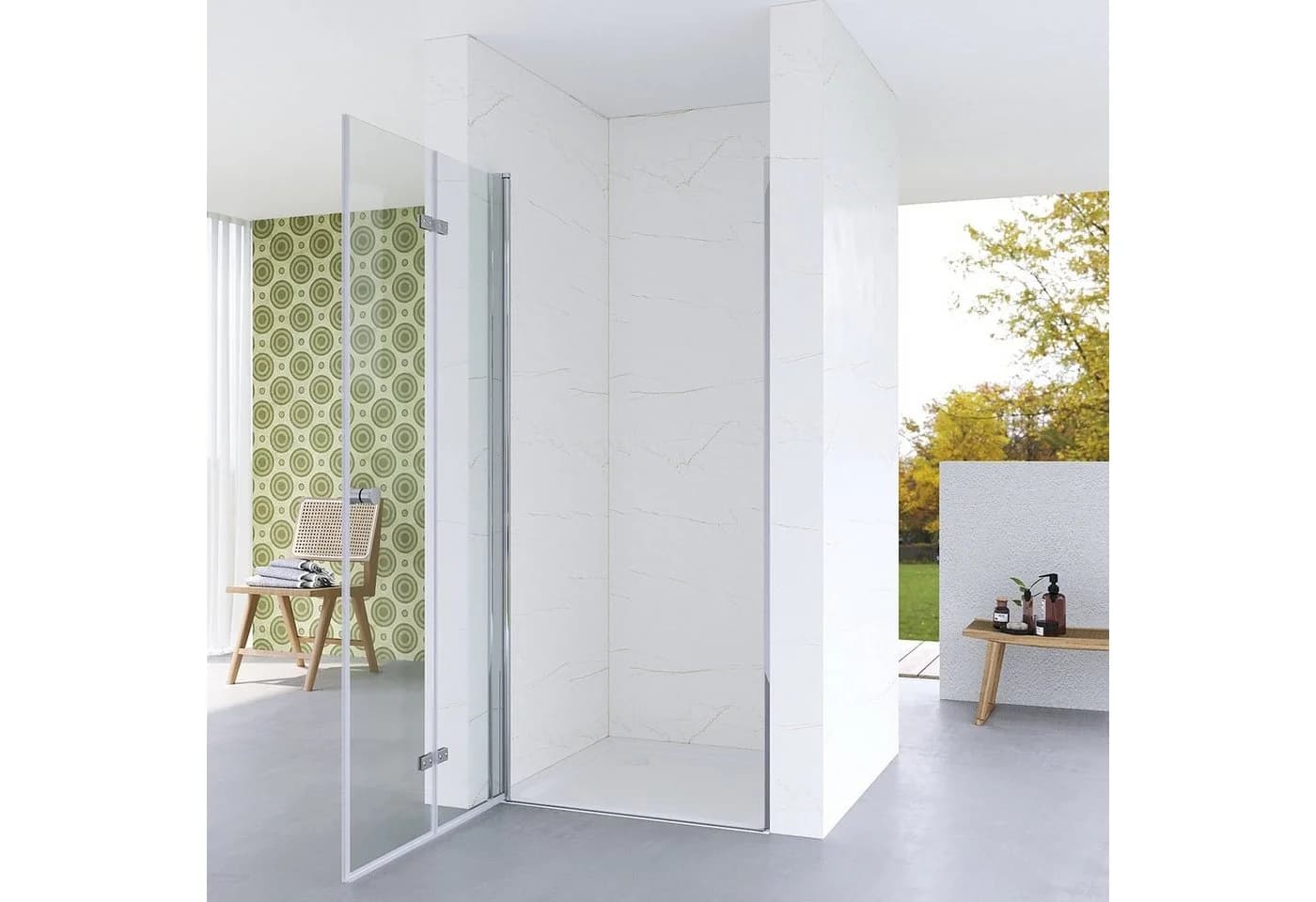 AQUABATOS Dusch-Falttür Nische 5mm ESG Glas Modern Silber Transparent