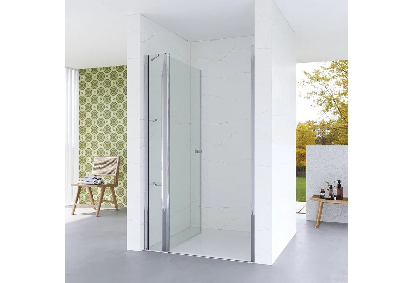 AQUABATOS Dusch-Pendeltür 5 mm ESG Glas Rahmenlos