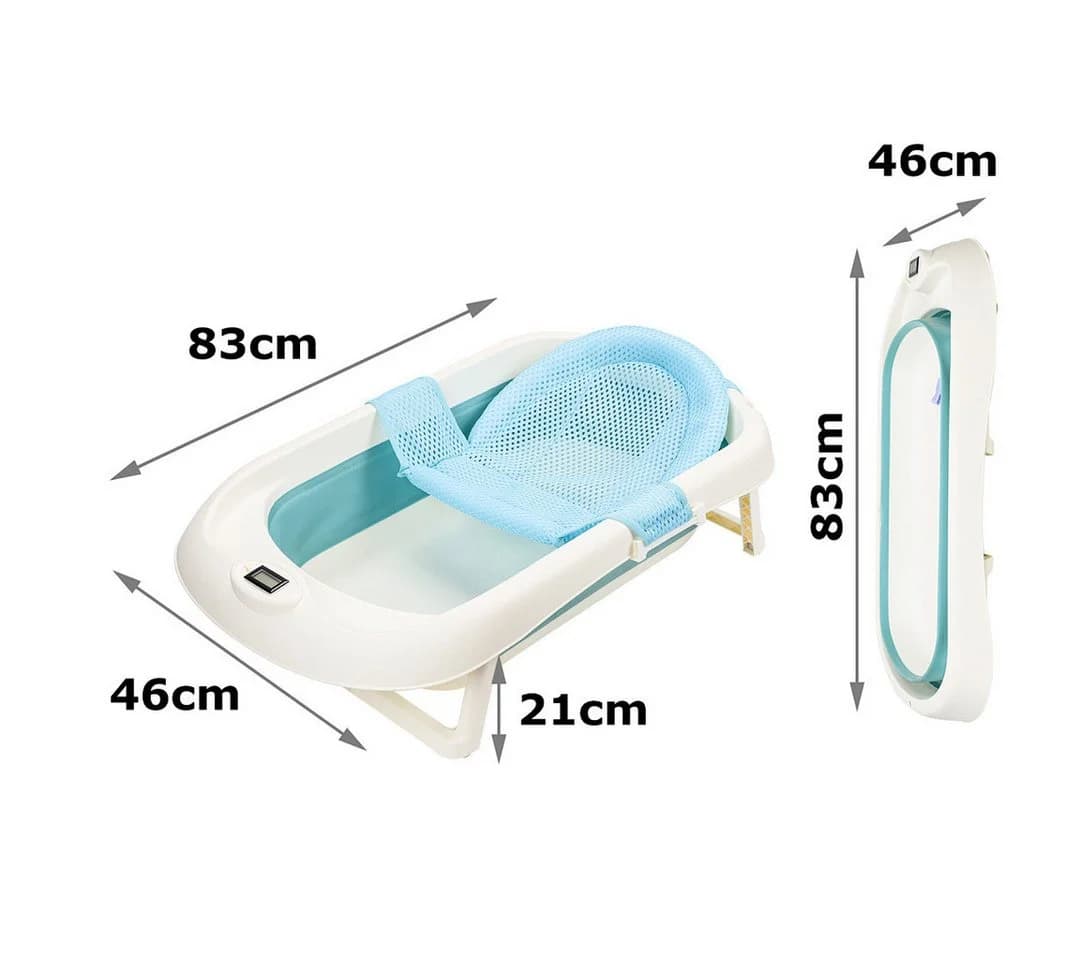 Clanmacy Faltbare Babybadewanne mit Thermometer & Badenetz