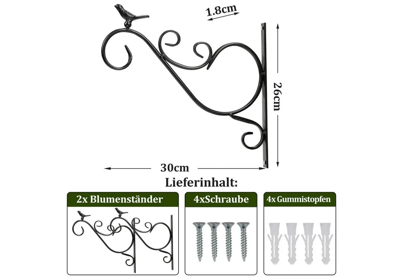 Clanmacy Wandhaken 8x Haken Schwarz Gusseisen