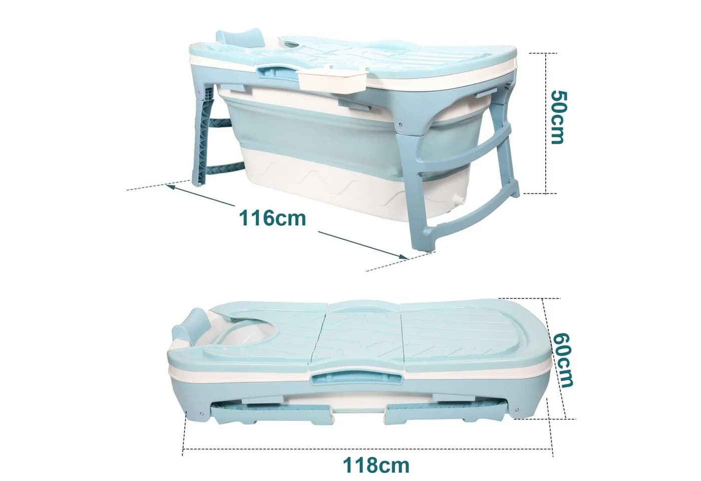 Clanmacy Faltbare Badewanne Blau 118 cm