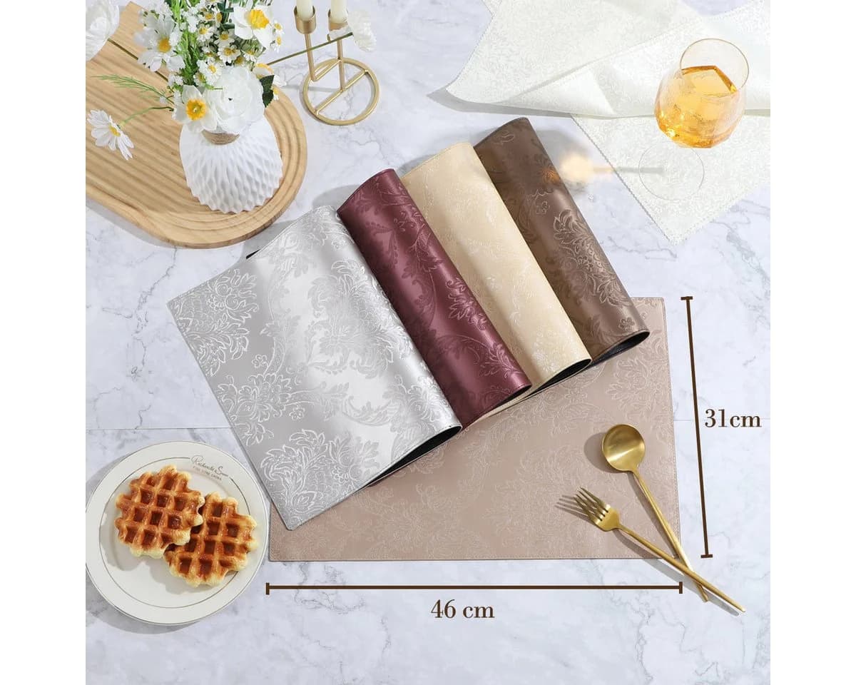 Vivi Idee Platzset Kunstleder Abwischbar Wasserdicht Dunkelrot 4er Set
