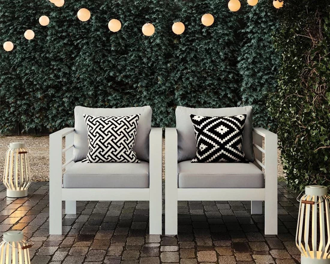 MeXo Gartenlounge-Set XXL Aluminium Outdoor Cremeweiß