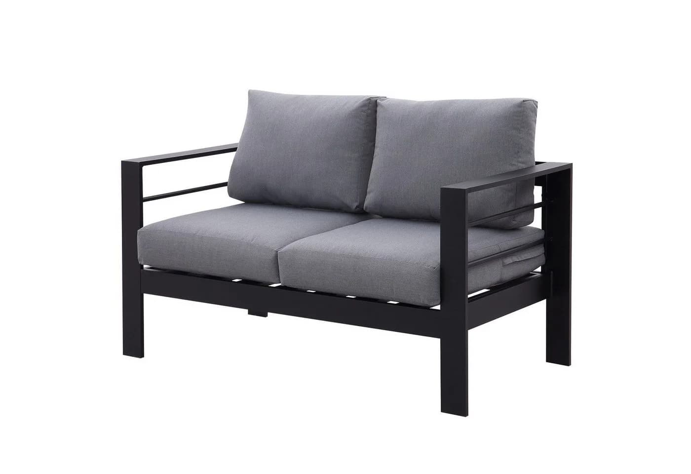 MeXo Loungesofa 2-Sitzer Aluminium Schwarz Outdoor