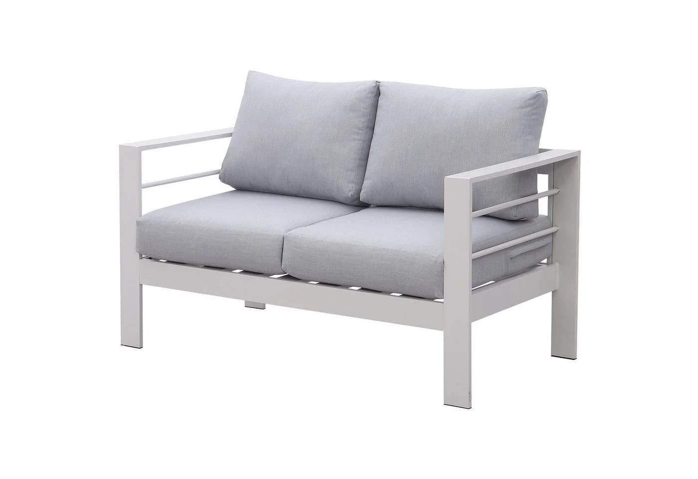 MeXo Loungesofa 2-Sitzer Aluminium Gartensofa weiß