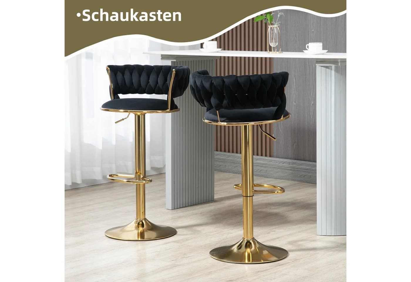 LVHOM Barhocker Set 2 St. Silber/Gold Höhenverstellbar 360° Drehbar