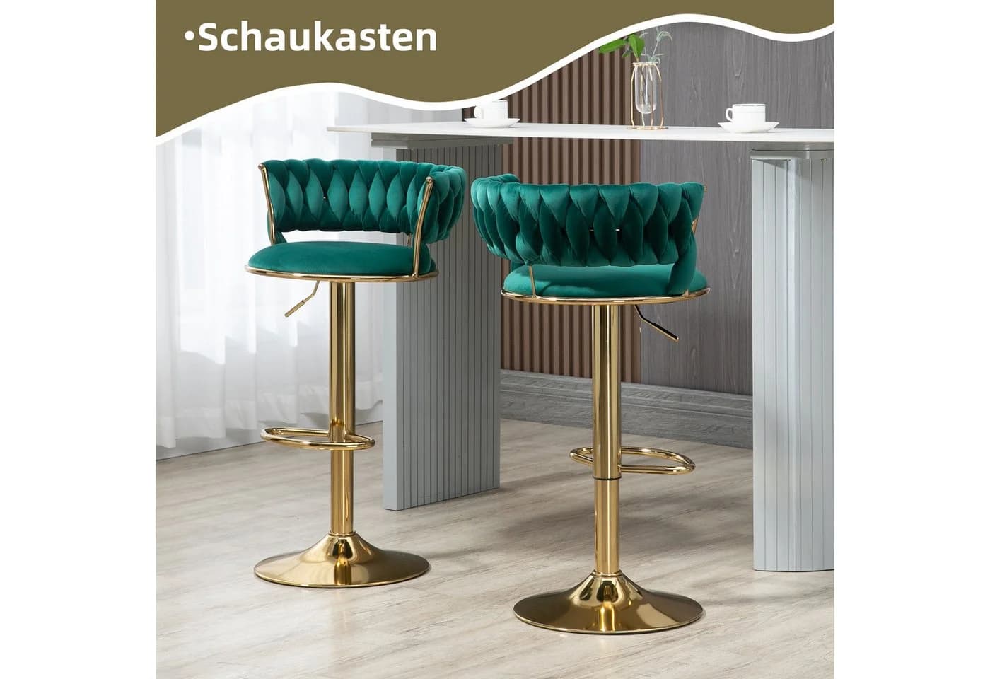 LVHOM Barhocker Set 2 St. Silber/Gold Höhenverstellbar 360° Drehbar