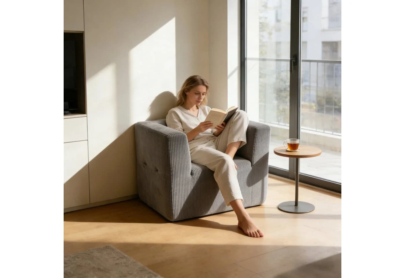 Happy Home Sofa Modernes Einzelsofa mit verstellbarer Rückenlehne