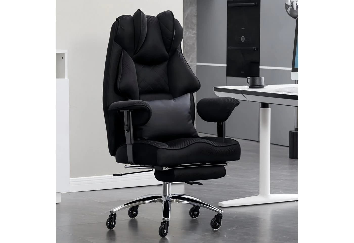 Happy Home Ergonomischer Bürostuhl 200kg Chefsessel mit Fußstütze