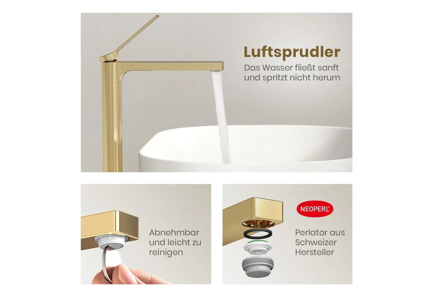 EMKE Waschtischarmatur Einhebel Mischbatterie Modern Chrom Gold Schwarz Weiß