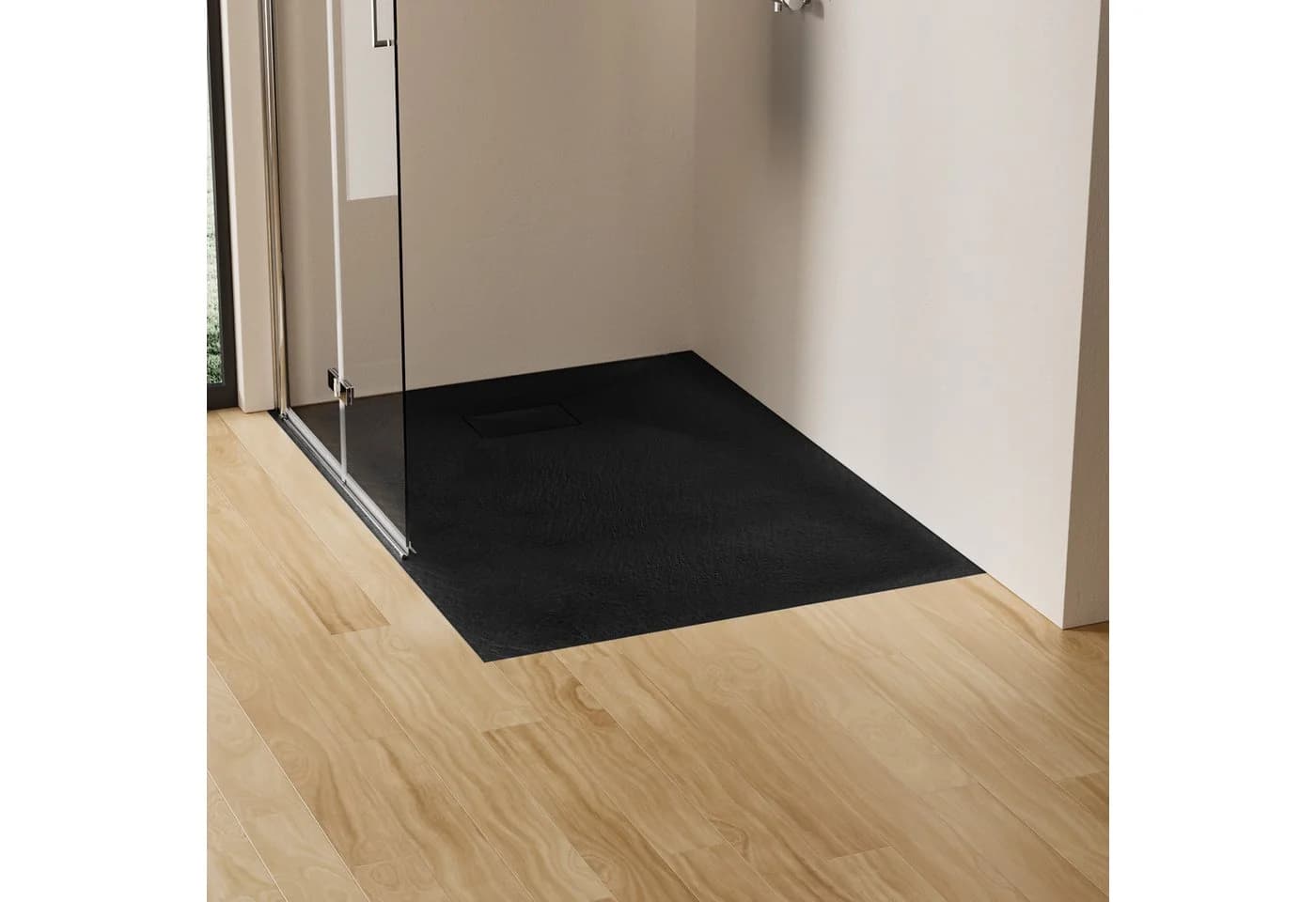 EMKE Duschwanne 90x90 cm Schwarz SMC Anti-Rutsch