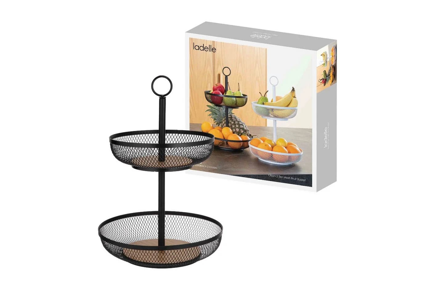 Ladelle Etagere Modern Eisen/Kiefer Schwarz 2 Etagen