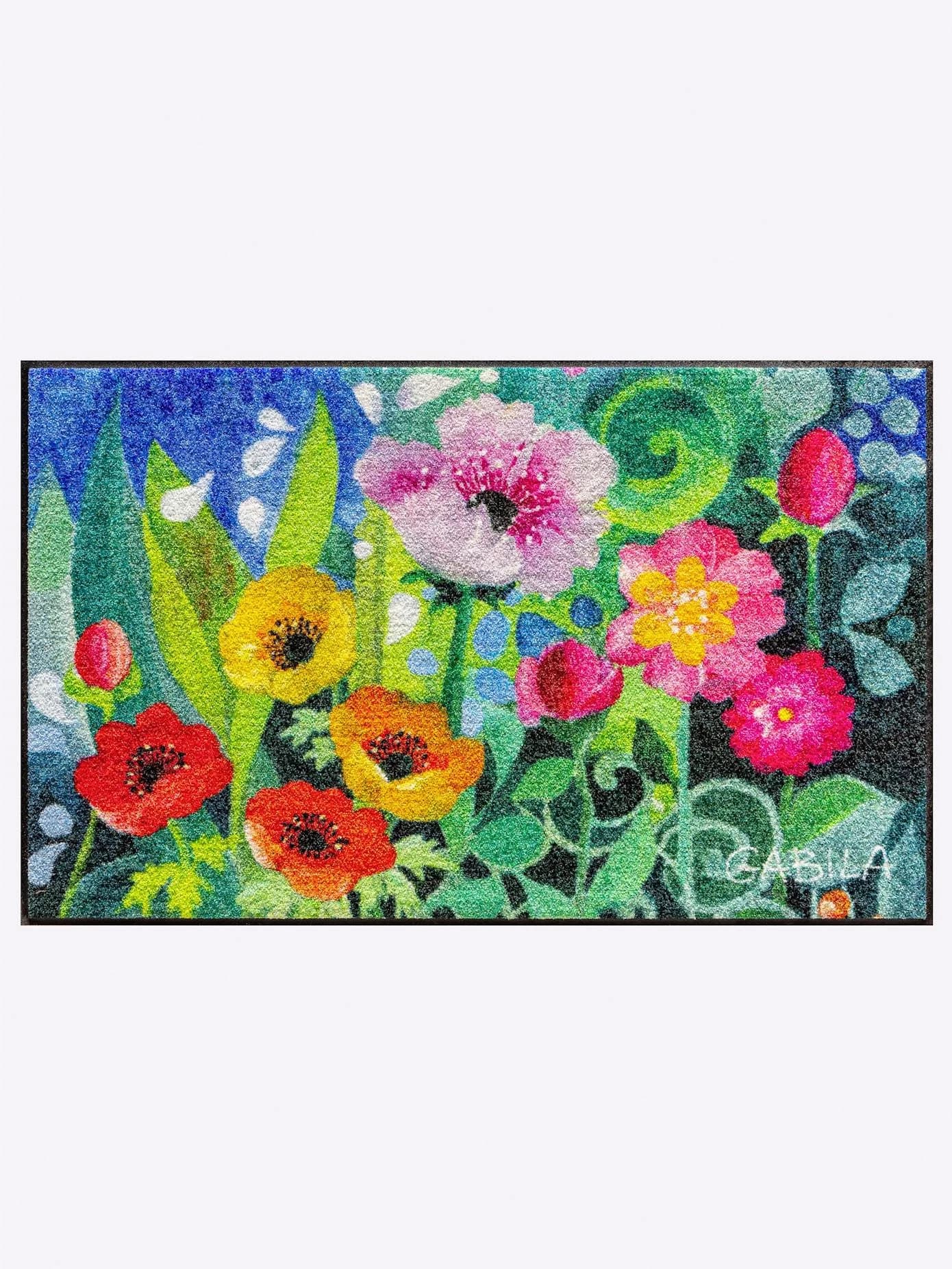 Salonloewe Fußmatte Blumenwiese Grün-Bunt Polyamid
